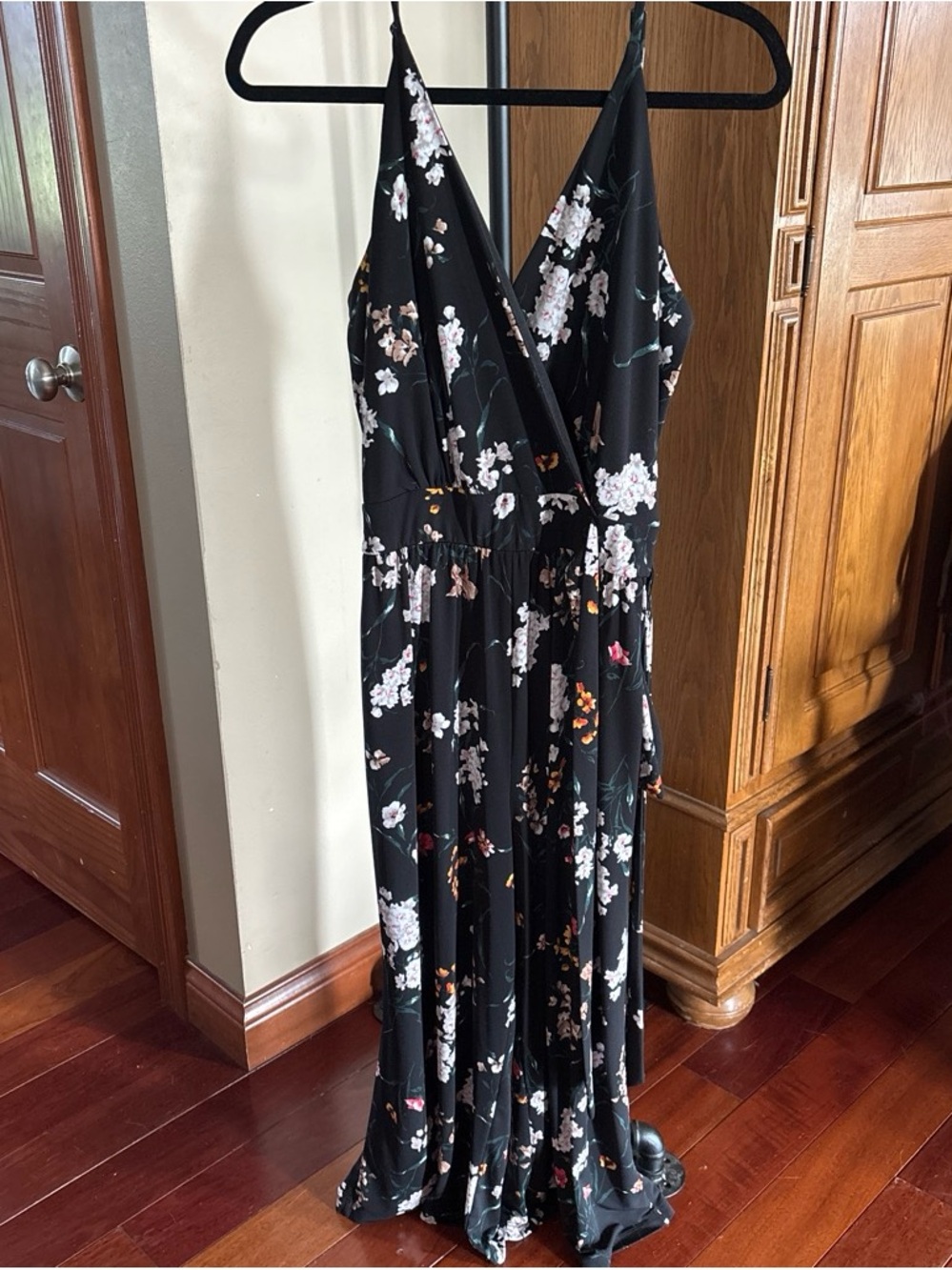 Kaleigh XL Black Floral Romper - Elegant V-Neck